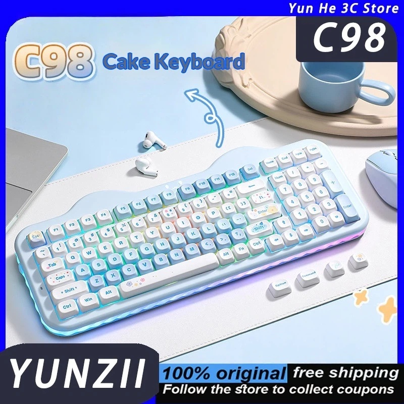 Gaming Keyboard That Is Quiet - YUNZII C98 Keyboard Tri-mode Quiet Mechanical