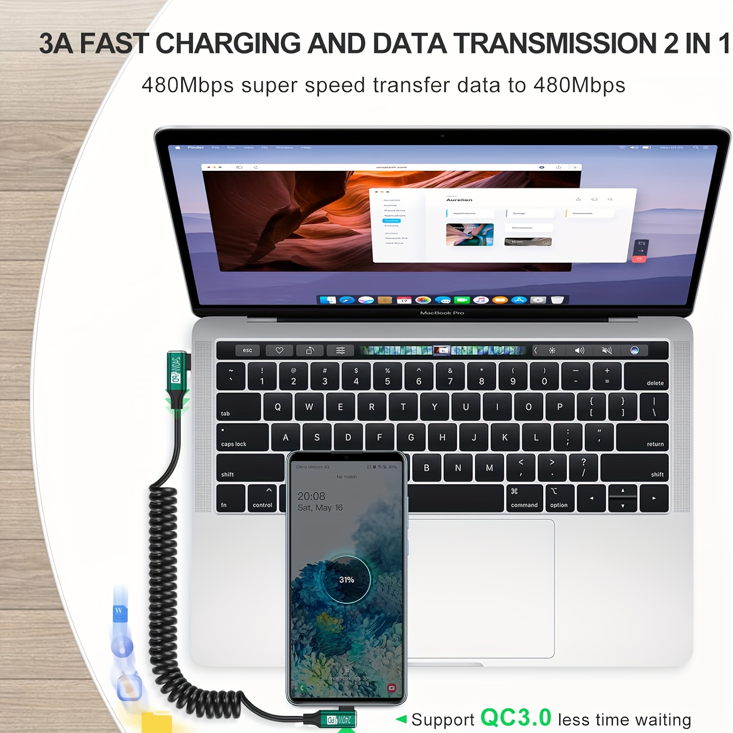 USB-C to USB-C Coiled Cable wi - Coiled Usb Cable review and price