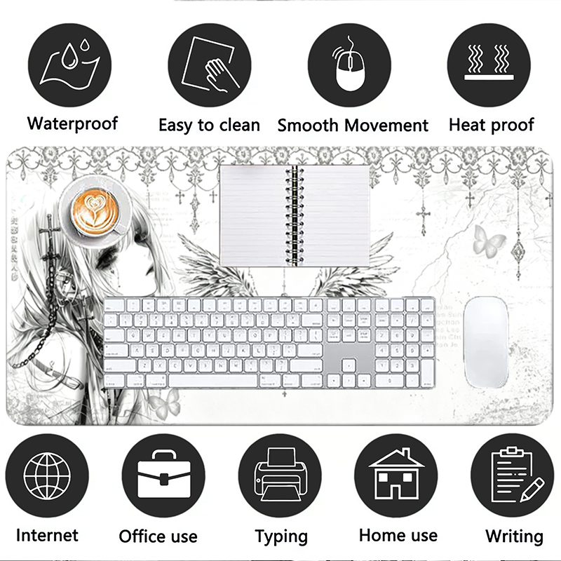 Leather Mousepad Black White A - Gaming Keyboard Mouse review and price